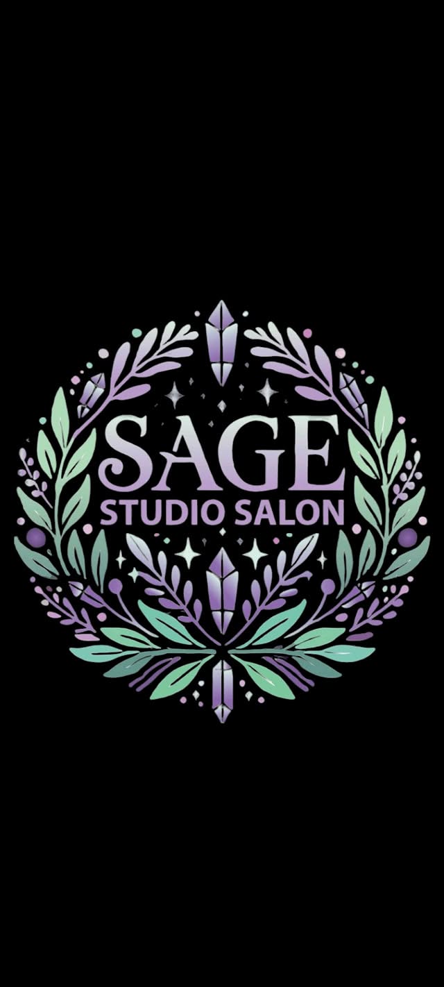 Sage Studio Salon botanical crystal logo